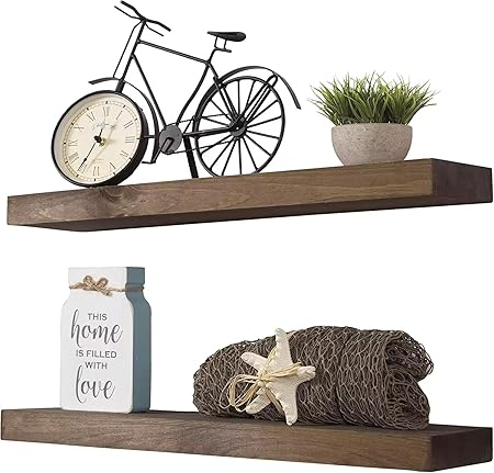 Just like this Set of 2 Natural Wood Floating Shelves - Deep Wall Shelves for Bedroom - Bathroom Shelves for Room Wall - Kitchen Floating Shelf - Golden Oak Shelves - 16D x 6W x 1,20 H (Light Walnut)